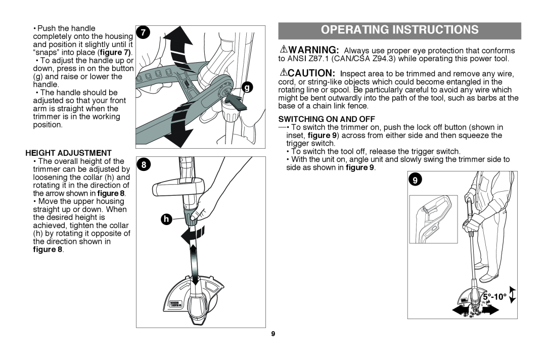 Black & Decker LST220 instruction manual Operating Instructions 